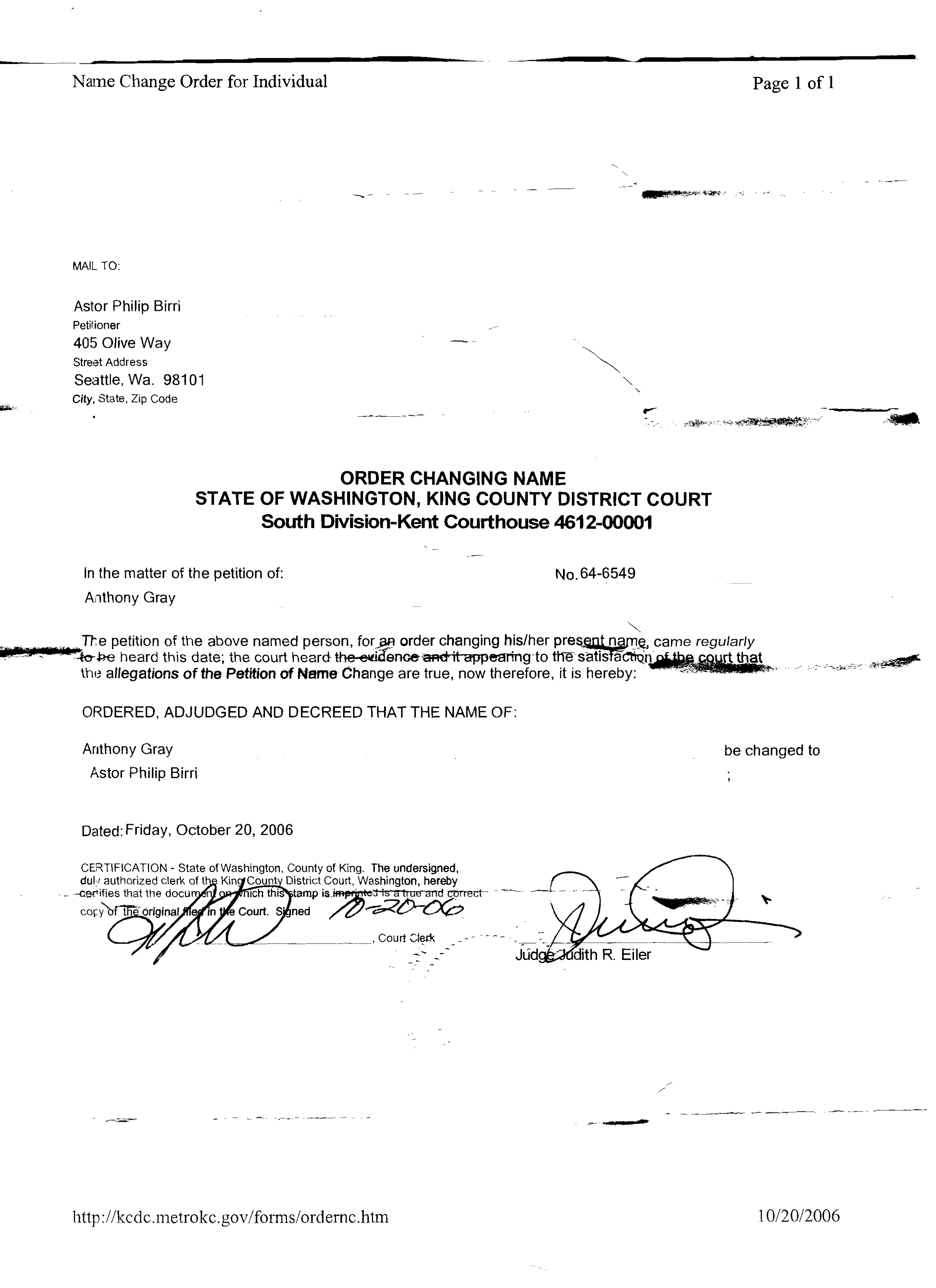 Name Change Court Order